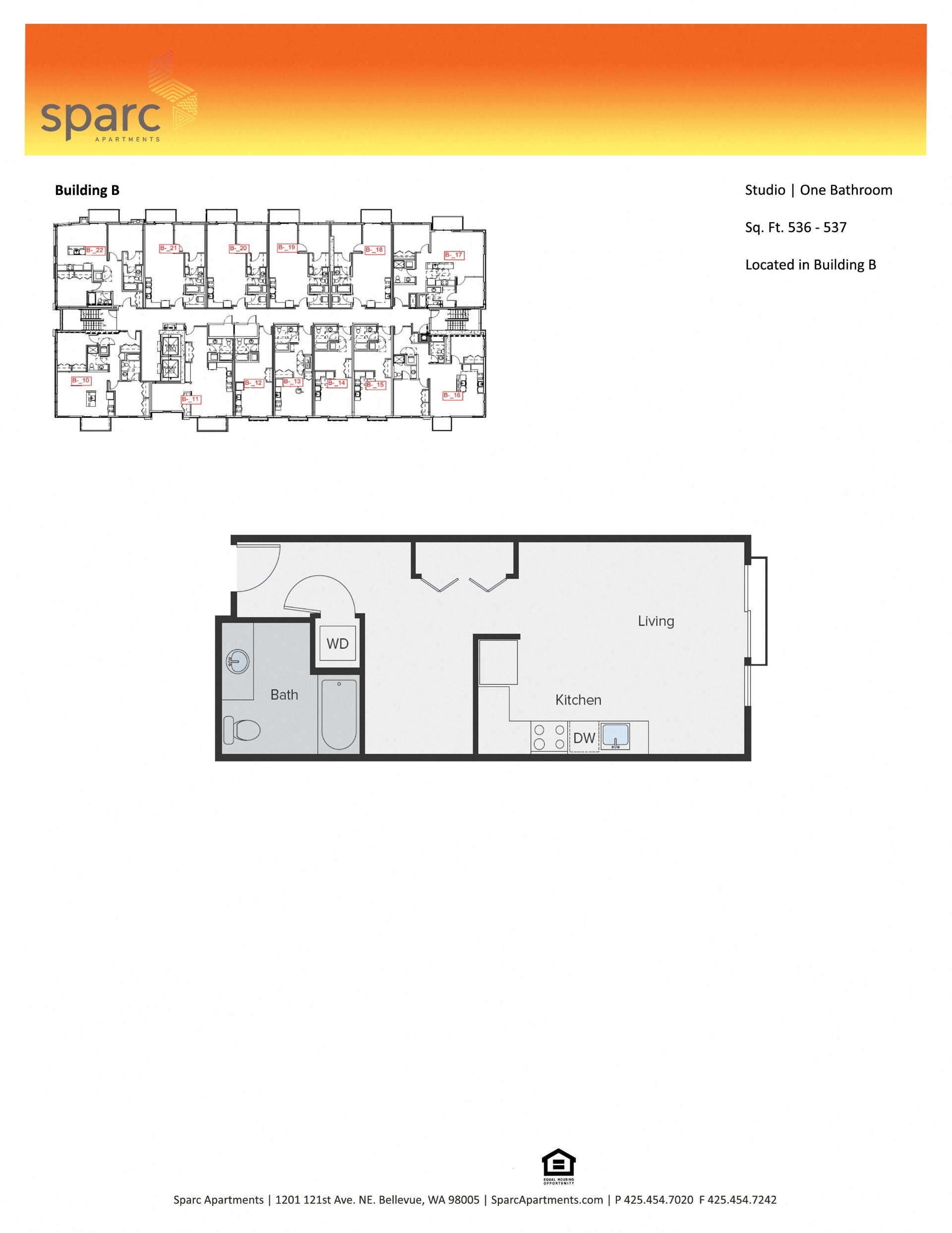 Floor plan for studio, 1 bath, 619 sqft